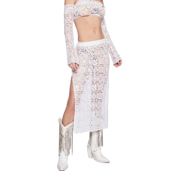 Nwt Country Charm Crochet Maxi Skirt - Picture 3 of 7